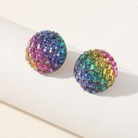 Wholesale Jewelry Vintage Style Geometric Colorful Alloy Zircon Plating Inlay Ear Studs main image 1