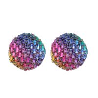 Wholesale Jewelry Vintage Style Geometric Colorful Alloy Zircon Plating Inlay Ear Studs main image 3
