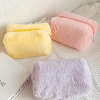 Classic Style Solid Color Cotton Plush Square Makeup Bags main image 1