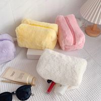 Classic Style Solid Color Cotton Plush Square Makeup Bags main image 5