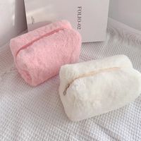 Classic Style Solid Color Cotton Plush Square Makeup Bags main image 4