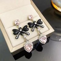 1 Pair Sweet Bow Knot Plating Inlay Alloy Artificial Gemstones Drop Earrings main image 2