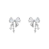 1 Pair Simple Style Star Bow Knot Inlay Sterling Silver Zircon Ear Studs main image 4