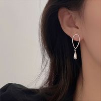 1 Pair Simple Style Solid Color Plating Sterling Silver Gold Plated Drop Earrings sku image 1