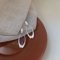 1 Pair Simple Style Solid Color Plating Sterling Silver Gold Plated Drop Earrings main image 2
