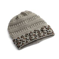 Unisex Basic Retro Leopard Printing Eaveless Wool Cap sku image 3