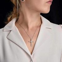 Simple Style Cross Copper Plating Inlay Zircon Pendant Necklace main image 3