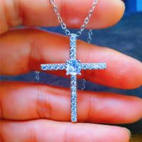Simple Style Cross Copper Plating Inlay Zircon Pendant Necklace main image 4