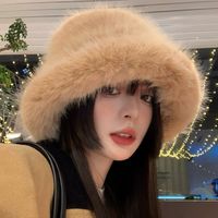 Women's Vintage Style Solid Color Curved Eaves Wool Cap main image 3