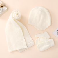 Kid's Basic Simple Style Solid Color Acrylic Scarf Hat Gloves 1 Set main image 5