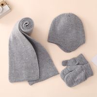 Kid's Basic Simple Style Solid Color Acrylic Scarf Hat Gloves 1 Set main image 4
