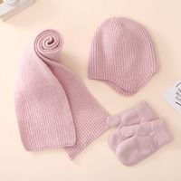 Kid's Basic Simple Style Solid Color Acrylic Scarf Hat Gloves 1 Set sku image 5