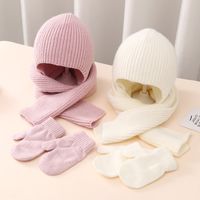 Kid's Basic Simple Style Solid Color Acrylic Scarf Hat Gloves 1 Set main image 3