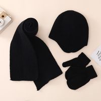 Kid's Basic Simple Style Solid Color Acrylic Scarf Hat Gloves 1 Set sku image 8