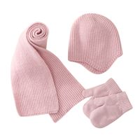 Kid's Basic Simple Style Solid Color Acrylic Scarf Hat Gloves 1 Set main image 2