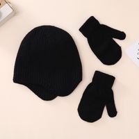 Kid's Basic Simple Style Solid Color Acrylic Scarf Hat Gloves 1 Set sku image 4