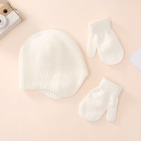 Kid's Basic Simple Style Solid Color Acrylic Scarf Hat Gloves 1 Set sku image 2