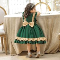 Princess Cute Color Block Bow Knot Cotton Polyester Girls Dresses main image 6