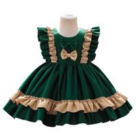 Princess Cute Color Block Bow Knot Cotton Polyester Girls Dresses main image 5