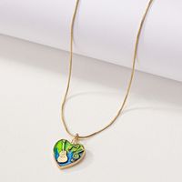 Simple Style Commute Heart Shape Alloy Enamel Plating 14k Gold Plated Women's Pendant Necklace main image 5