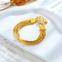 Vintage Style Solid Color 304 Stainless Steel 18K Gold Plated Bracelets In Bulk main image 3