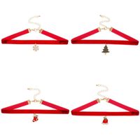 Sweet Simple Style Classic Style Christmas Tree Christmas Socks Snowflake Alloy Cloth Enamel Gold Plated Silver Plated Christmas Women's Choker main image 7