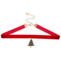 Sweet Simple Style Classic Style Christmas Tree Christmas Socks Snowflake Alloy Cloth Enamel Gold Plated Silver Plated Christmas Women's Choker main image 2