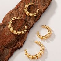2 Pairs Elegant Lady Streetwear The Answer Plating Alloy 14k Gold Plated Hoop Earrings sku image 1