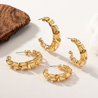 2 Pairs Elegant Lady Streetwear The Answer Plating Alloy 14k Gold Plated Hoop Earrings main image 4