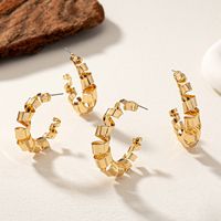 2 Pairs Elegant Lady Streetwear The Answer Plating Alloy 14k Gold Plated Hoop Earrings main image 1