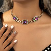 Glam Lady Shiny Geometric Alloy Plating Inlay Artificial Gemstones 14k Gold Plated Women's Necklace sku image 1
