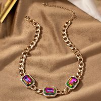 Glam Lady Shiny Geometric Alloy Plating Inlay Artificial Gemstones 14k Gold Plated Women's Necklace main image 3