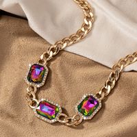 Glam Lady Shiny Geometric Alloy Plating Inlay Artificial Gemstones 14k Gold Plated Women's Necklace main image 4