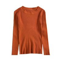 Women's Sweater Long Sleeve Sweaters & Cardigans Rib-knit Vacation Solid Color main image 3