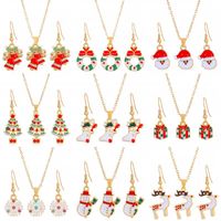 Christmas Classic Style Christmas Hat Christmas Tree Santa Claus Alloy Enamel Plating Inlay Artificial Rhinestones 18k Gold Plated Gold Plated Women's Earrings Necklace main image 1