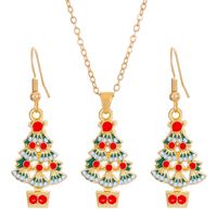 Christmas Classic Style Christmas Hat Christmas Tree Santa Claus Alloy Enamel Plating Inlay Artificial Rhinestones 18k Gold Plated Gold Plated Women's Earrings Necklace main image 6