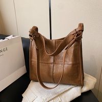 Women's All Seasons Pu Leather Solid Color Classic Style Sewing Thread Square Magnetic Buckle Tote Bag sku image 1