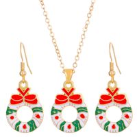 Christmas Classic Style Christmas Hat Christmas Tree Santa Claus Alloy Enamel Plating Inlay Artificial Rhinestones 18k Gold Plated Gold Plated Women's Earrings Necklace sku image 4