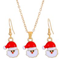 Christmas Classic Style Christmas Hat Christmas Tree Santa Claus Alloy Enamel Plating Inlay Artificial Rhinestones 18k Gold Plated Gold Plated Women's Earrings Necklace sku image 1