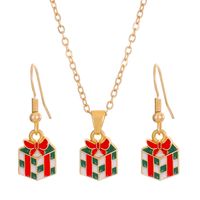Christmas Classic Style Christmas Hat Christmas Tree Santa Claus Alloy Enamel Plating Inlay Artificial Rhinestones 18k Gold Plated Gold Plated Women's Earrings Necklace sku image 2