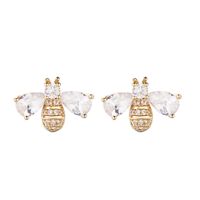 1 Pair Elegant Bee Plating Inlay Copper Zircon Gold Plated Ear Studs main image 5
