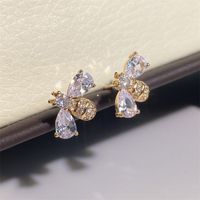 1 Pair Elegant Bee Plating Inlay Copper Zircon Gold Plated Ear Studs main image 1
