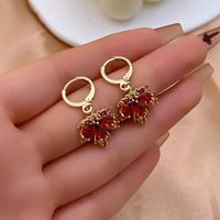 1 Pair Elegant Simple Style Shiny Maple Leaf Plating Inlay Copper Zircon K Gold Plated Drop Earrings main image 3