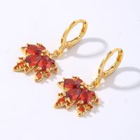 1 Pair Elegant Simple Style Shiny Maple Leaf Plating Inlay Copper Zircon K Gold Plated Drop Earrings main image 2