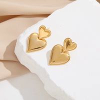 1 Pair Classic Style Heart Shape Plating Copper 24k Gold Plated Drop Earrings sku image 1