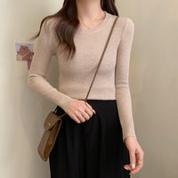 Women's Sweater Long Sleeve Sweaters & Cardigans Vacation Solid Color main image 2