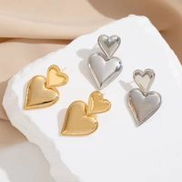 1 Pair Classic Style Heart Shape Plating Copper 24k Gold Plated Drop Earrings main image 4