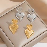 1 Pair Classic Style Heart Shape Plating Copper 24k Gold Plated Drop Earrings main image 1