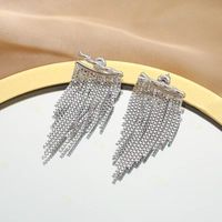 1 Pair Simple Style Solid Color Tassel Copper Drop Earrings sku image 2