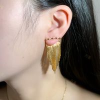 1 Pair Simple Style Solid Color Tassel Copper Drop Earrings main image 4